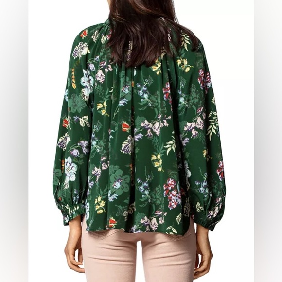 Zadig & Voltaire Theresa Green Floral Printed Silk Blouse Womens Size Small - Picture 16 of 16